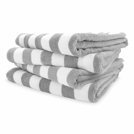 Monarch Brands California Cabana Towels, 30in x 70in , Gray, 4PK PNP-CABANA-GY